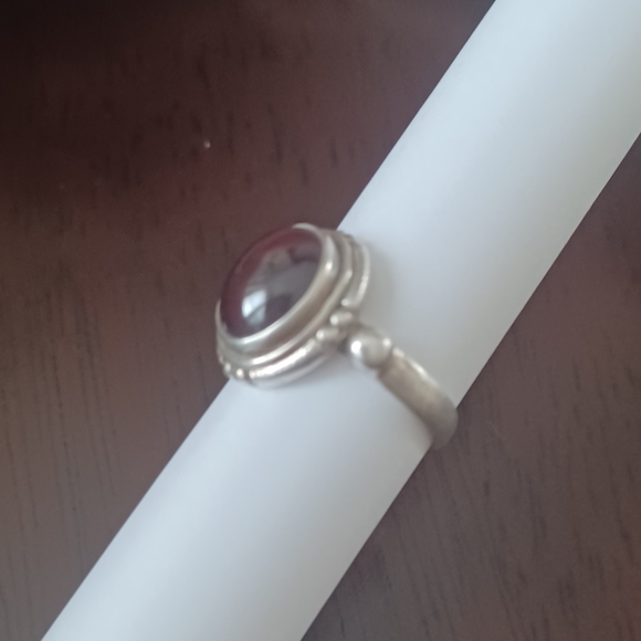925 STERLING SOLID SILVER RING SIZE 7 NATURAL GARNET GEMSTONE - Picture 3 of 7